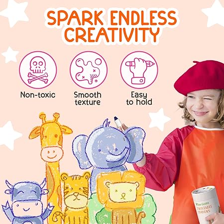 24 Colours Silky Crayons - Non Toxic, Washable Crayons for Toddlers & Kids