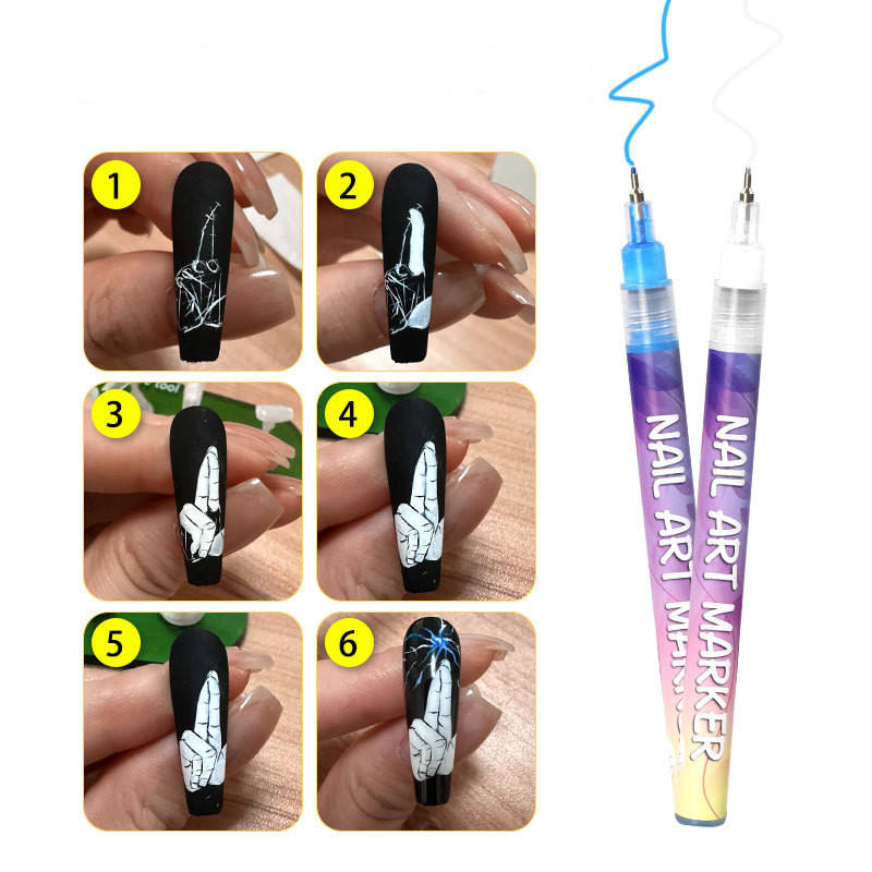 12 Colour 3D Nail Art Pen Set