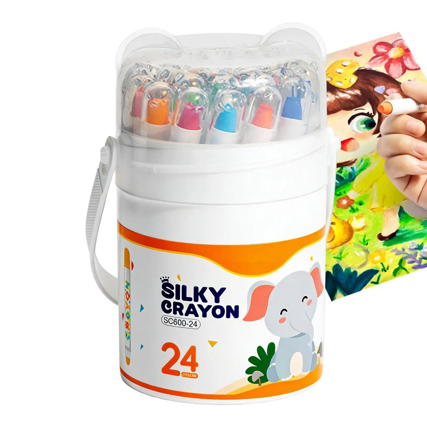 24 Colours Silky Crayons - Non Toxic, Washable Crayons for Toddlers & Kids