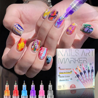 12 Colour 3D Nail Art Pen Set