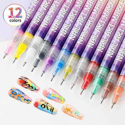 12 Colour 3D Nail Art Pen Set