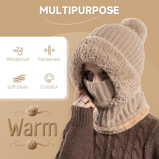 Ultimate Winter Protection | Windproof Full Face Hood with Earflaps & Neck Warmer