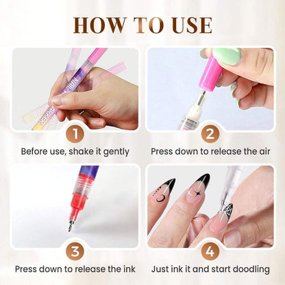 12 Colour 3D Nail Art Pen Set