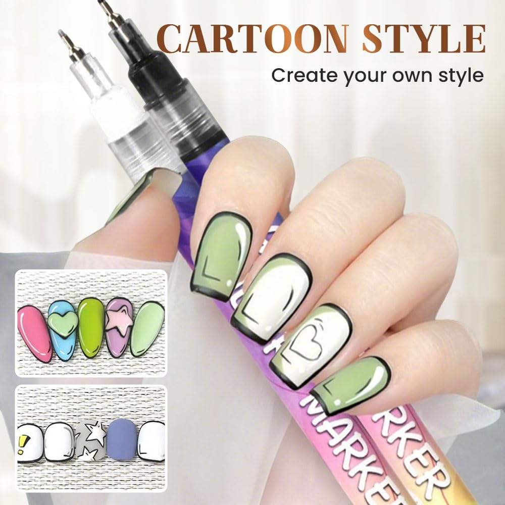 12 Colour 3D Nail Art Pen Set